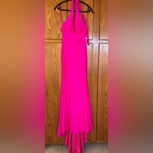 Elegant Pink Women's Halter Gown